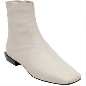 Paolo Ankle Boots Women's Size 8 Off-White‎ Square Toe Faux Leather Booties